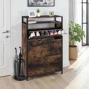 Schuhschrank Buffalo Industrial Holz dunkel, rustikal 81 cm