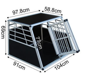 Cage de transport pour chien en aluminium, double compartiment, grande taille, marron clair