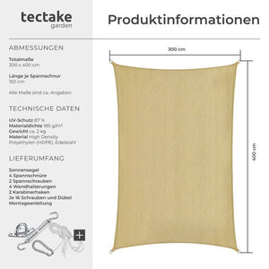 Sonnensegel Sunny Sand 3 x 4 m