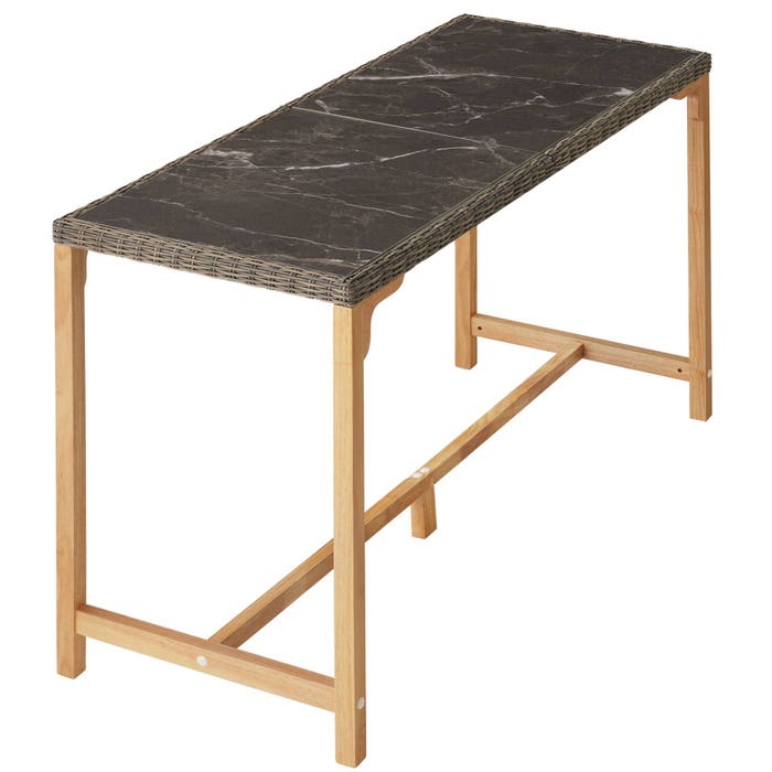Table de bar en rotin Lovas 161 x 64,5 x 99,5 cm naturel 