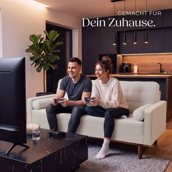 Sofa Skagen 2-Sitzer mit Federkern Samtoptik creme