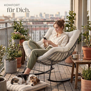 Schaukelstuhl Tami gepolstert mit Steppmuster beige