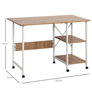 Klapptisch Tisch Schreibtisch Bürotisch mit Rollen Computertisch Mobil MDF Natur
