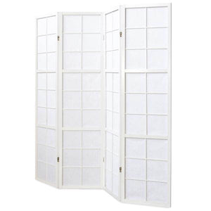 4 fach Holz Paravent Raumteiler weiss