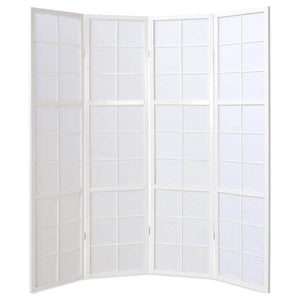 4 fach Holz Paravent Raumteiler weiss