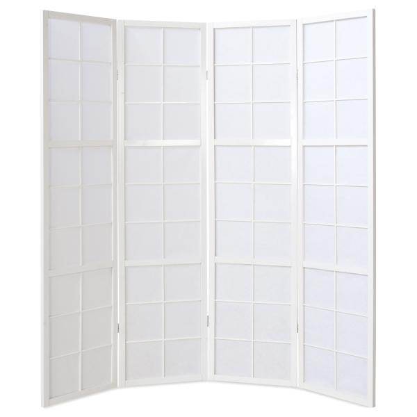 4 fach Holz Paravent Raumteiler weiss