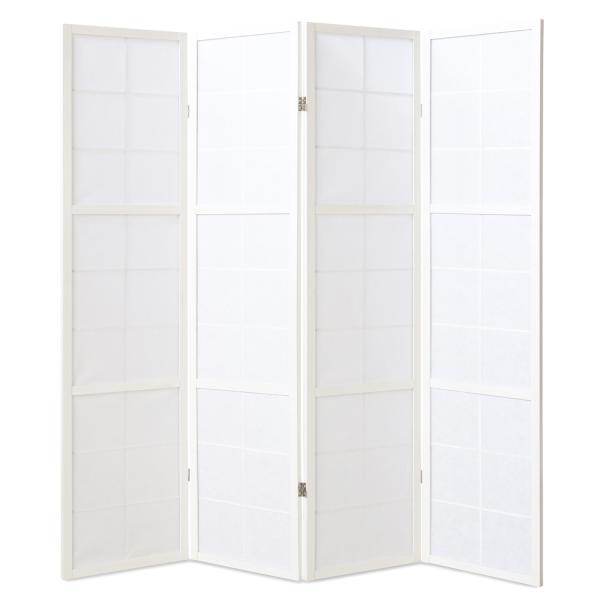 4 fach Holz Paravent Raumteiler weiss