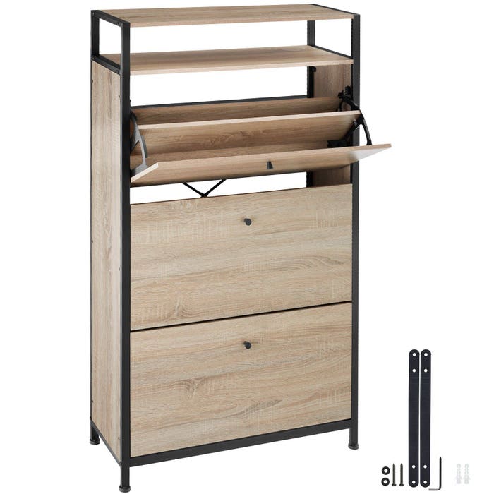Schuhschrank Braddock Industrial Holz hell, Eiche Sonoma 61 cm