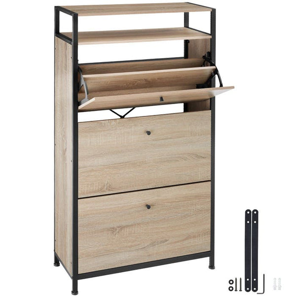 Schuhschrank Braddock Industrial Holz hell, Eiche Sonoma 61 cm