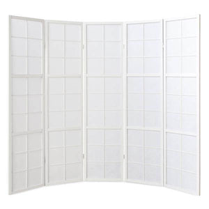 5 fach Holz Paravent Raumteiler weiss