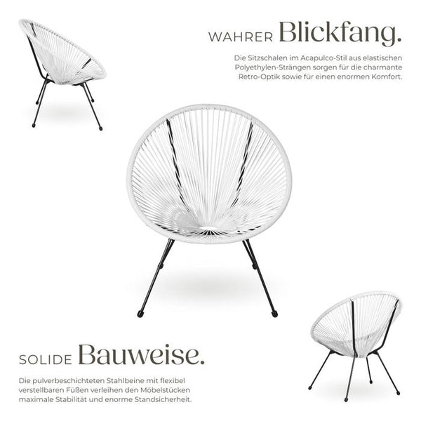 2 Gartenstühle Santana mit Tisch weiss