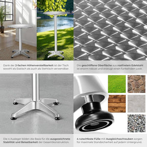 Aluminium Bistrotisch Ø60cm, nicht klappbar