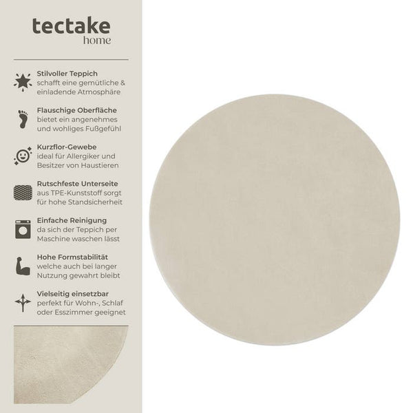 Tapis à poils courts Soft Zone beige Ø 120 cm 