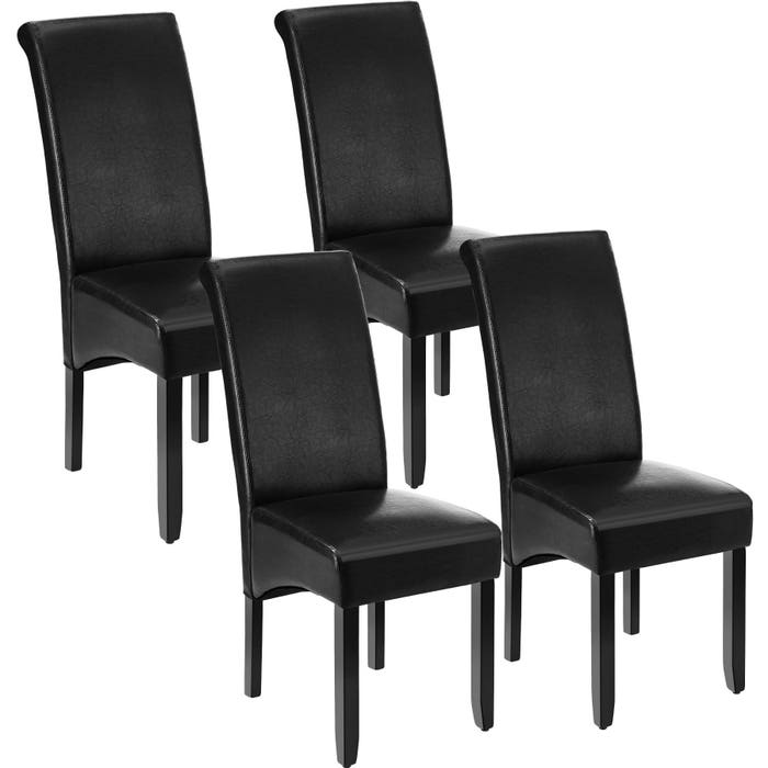 4 chaises de salle à manger ergonomiques en bois massif noir