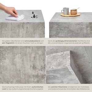 Couchtisch Lasley Beton Optik 120 x 60 x 35 cm