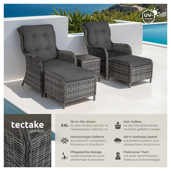 Rattan Sitzgruppe Benissa grau-meliert/grau