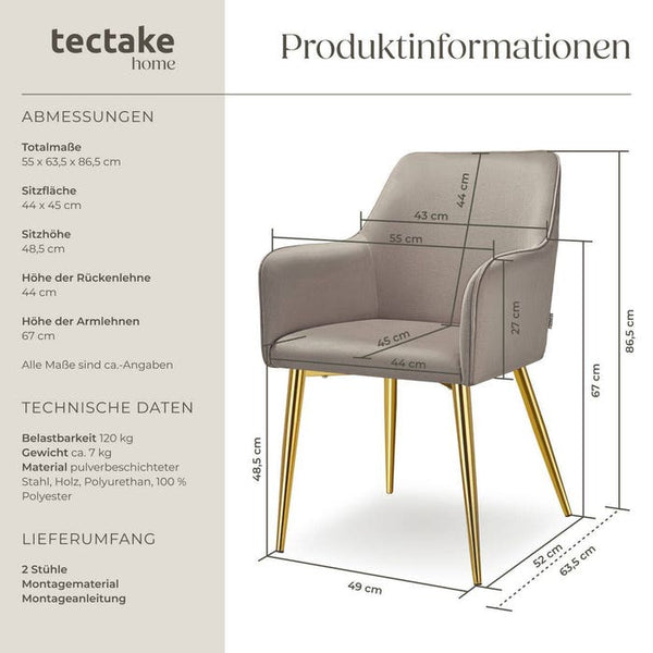 Armlehnstuhl Avane, Samtoptik, gepolstert taupe 2er Set