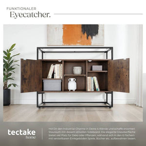 Sideboard Oldham 100x38x80,5cm Industrial dunkelbraun