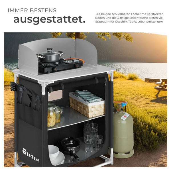 Camping kitchen 76x53.5x107cm black