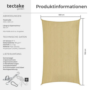 Sonnensegel Sunny Sand 5 x 7 m