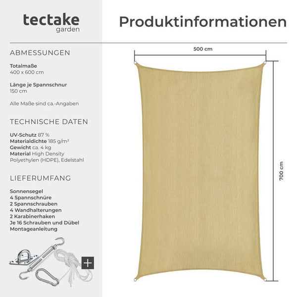Sonnensegel Sunny Sand 5 x 7 m