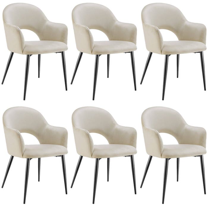 Fauteuil Sachel, crème, lot de 6