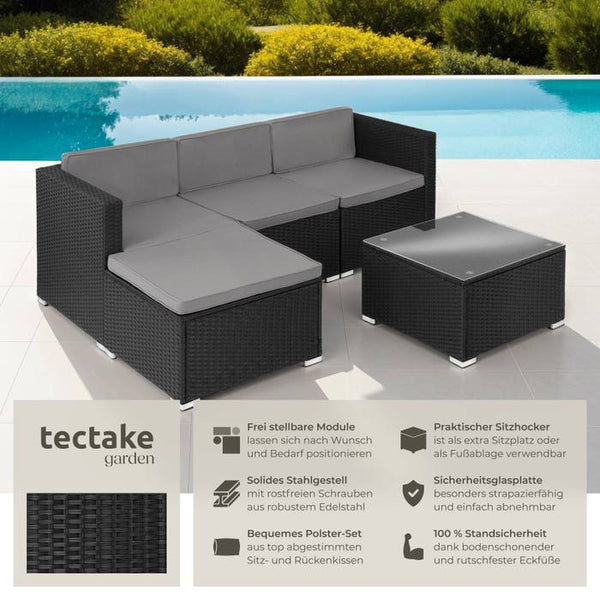 Rattan Lounge Lignano schwarz