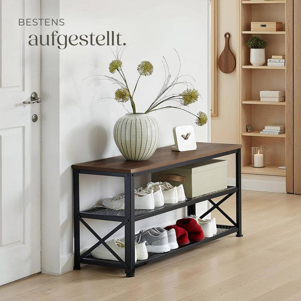 Schuhregal Blackpool Industrial Holz dunkel, rustikal
