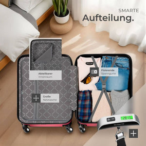 Hartschalenkoffer-Set Cleo weinrot mit Zubehör