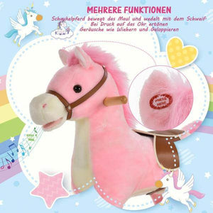 Kinder Schaukelpferd Baby Schaukeltier Pferd Spielzeug für 36-72 Monate Rosa