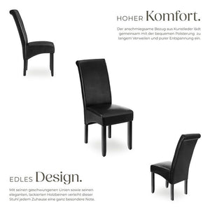 2 chaises de salle à manger avec assise ergonomique, noires
