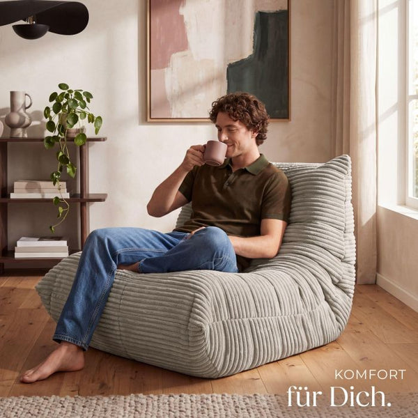 Relaxsessel Logo Premiumschaumstoff Samtcord beige