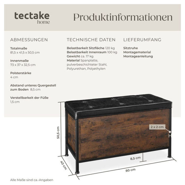 Sitztruhe Calico Industrial Holz dunkel, rustikal