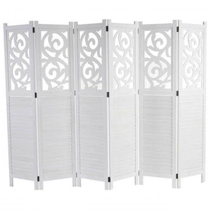 Paravent Istanbul, Raumteiler Trennwand Sichtschutz, Ornamente ~ 170x240cm, weiss