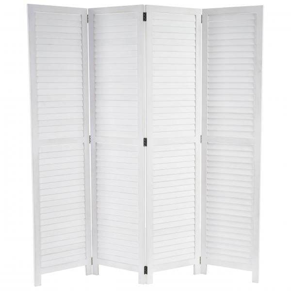 Paravent HWC-C30, Raumteiler Trennwand Sichtschutz, Shabby-Look Vintage, 170x160cm ~ weiss