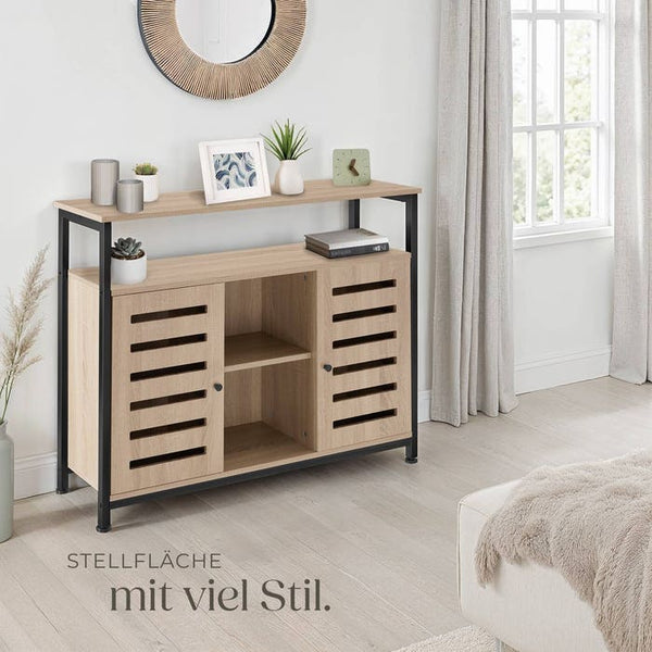Sideboard Warrington Industrial Holz hell, Eiche Sonoma
