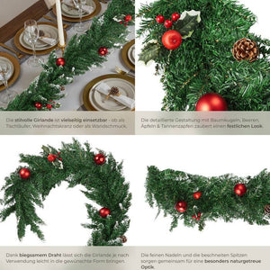Weihnachtsgirlande mit Kugeln und Tannenzapfen