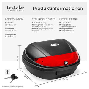Topcase mit Reflektor, Volumen ca. 48 Liter