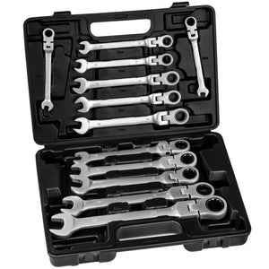 Ratschenschlüssel-Set 12-tlg. mit Gelenkköpfen 8 bis 22 mm