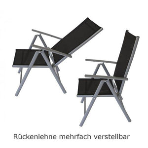 Garnitur Sitzgruppe SORANO 5-teilig mit Tisch 70x125cm, Aluminium + Polywood + Kunstgewebe schwarz
