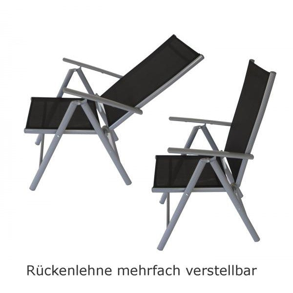 Garnitur Sitzgruppe SORANO 5-teilig mit Tisch 70x125cm, Aluminium + Polywood + Kunstgewebe schwarz