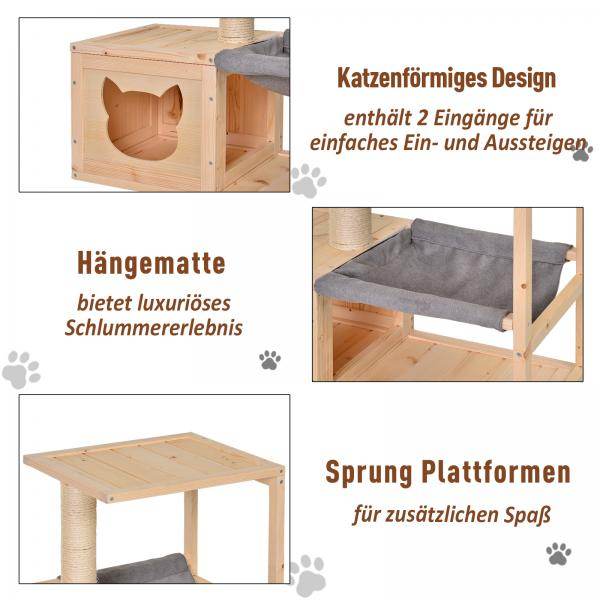 Katzenhaus Katzenkiste Katzenbaum Tannenholz Natur