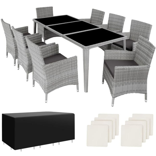 Aluminium Rattan Sitzgruppe Menorca hellgrau