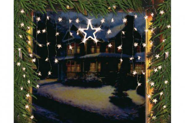 LED Lichtervorhang Sternenvorhang Lichterkette Sterne Deko ~ 1 großer, 70 kleine Sterne