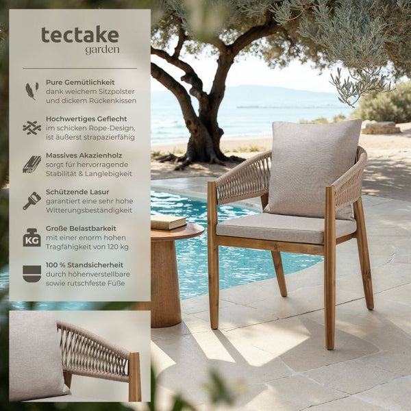 Gartenstuhl Manacor Ropedesign Akazienholz Sand 2er Set