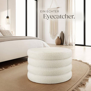 Sitzhocker mit Stauraum Altu XL Bouclé creme-weiß