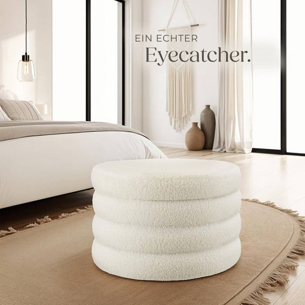 Sitzhocker mit Stauraum Altu XL Bouclé creme-weiß