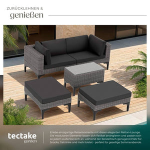 Rattan Lounge mit Aluminiumgestell Bellaria grau