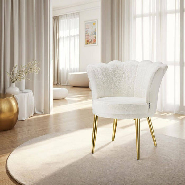 Sessel Stella Kunstfell creme/gold