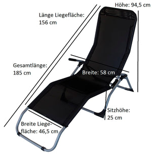 Gesundheitsliege SYLT, Stahl + Kunstgewebe schwarz, faltbar